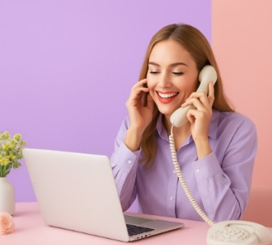 Telefonistin arbeitet von Zuhause aus im Homeoffice in Kraichtal und Deutschlandweit